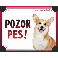 Tabuľka Pozor Pes - corgi